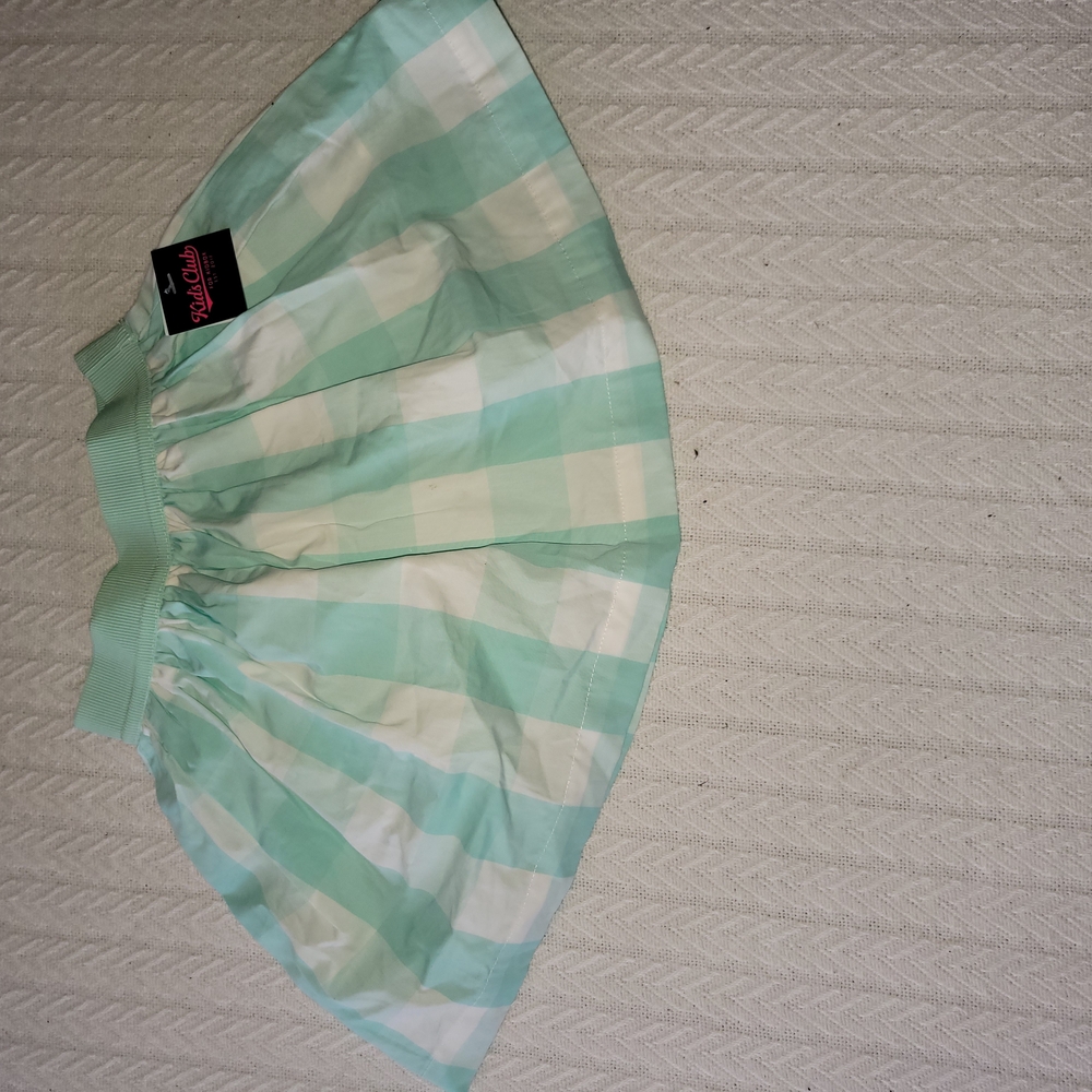 Kids Club Mint Green Checkered Skirt 3t New